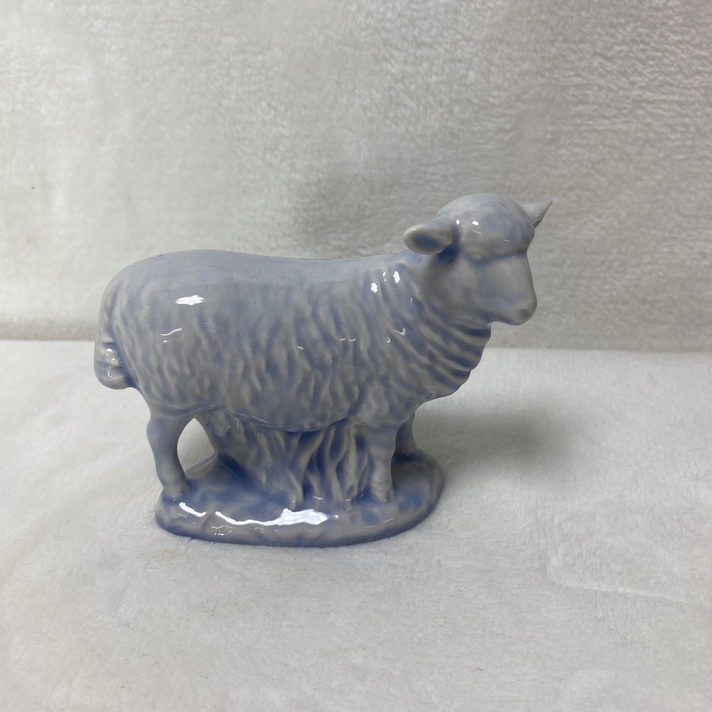 VTG '76 Holland Mold Ceramic Blue Glaze Sheep‎ Figurine Nativity Scene Christmas